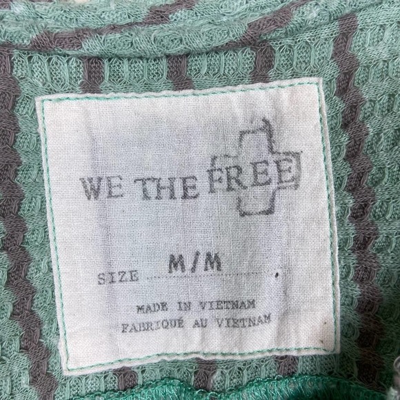 Free People Seaform Striped Knit Sweater Top Aquamarine Peplum Ruffle Hem Medium - Picture 5 of 12